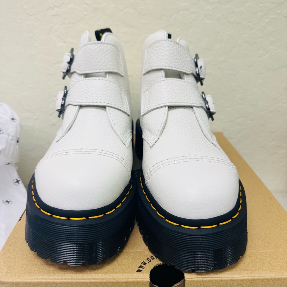 Dr. Martens Devon Flower Buckle Leather Platform Boot - Picture 5 of 7